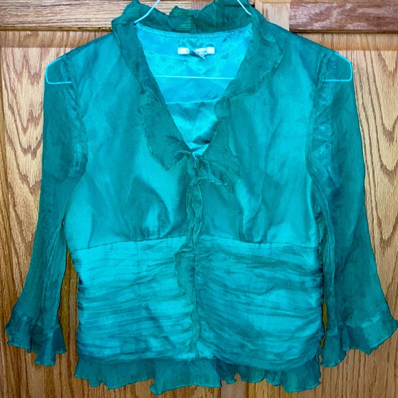 Z.B.D. Design green silk blouse sz 10 - Picture 1 of 7